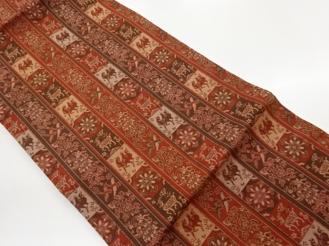 JAPANESE KIMONO / NAGOYA OBI WOVEN ANIMAL & CREST